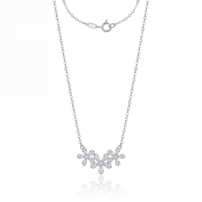 Floral Crystal Cluster Necklace