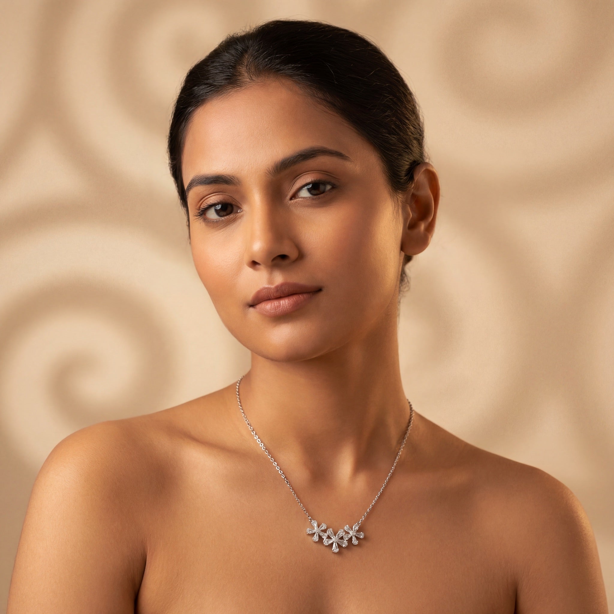 Floral Crystal Cluster Necklace