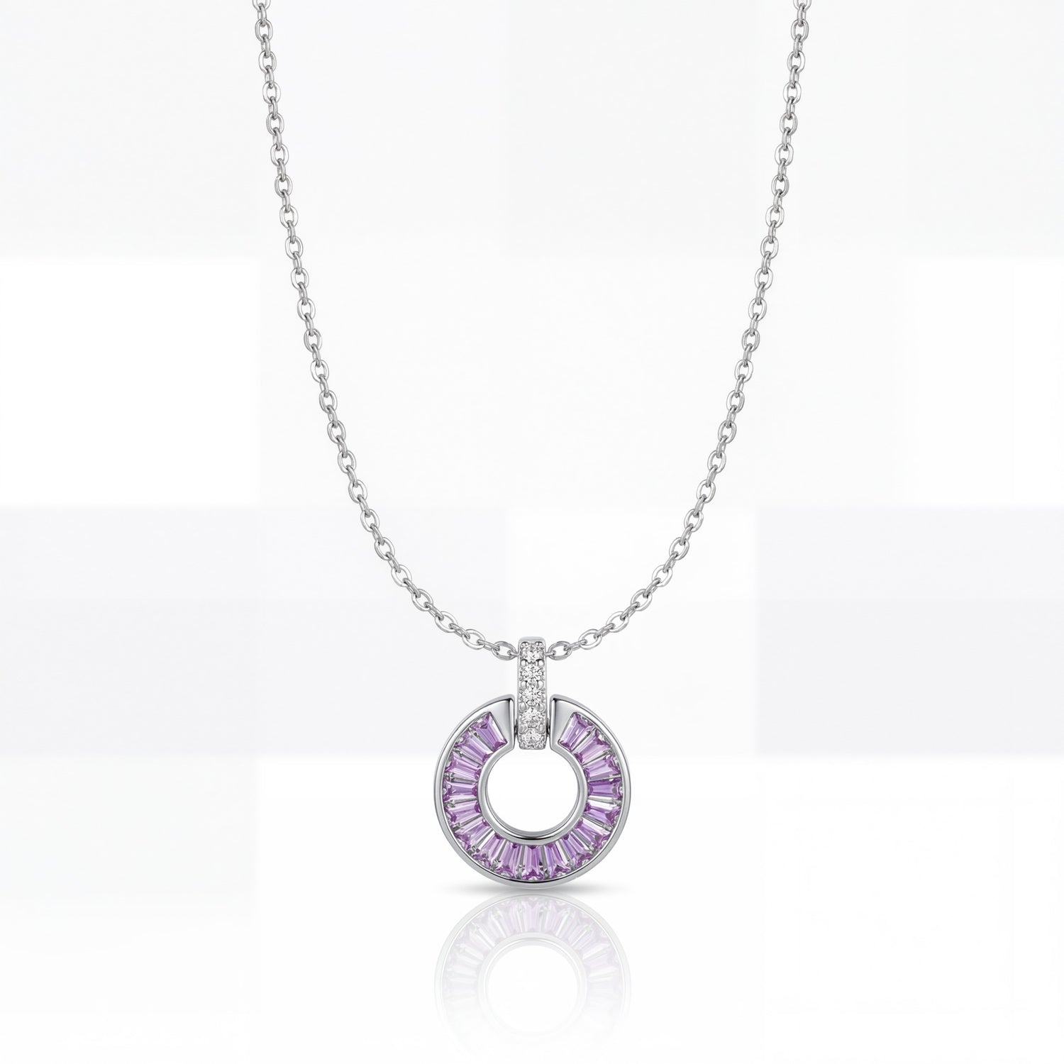 Amethyst Circle Halo Necklace