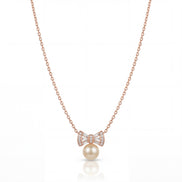 Golden Pearl Ribbon Necklace