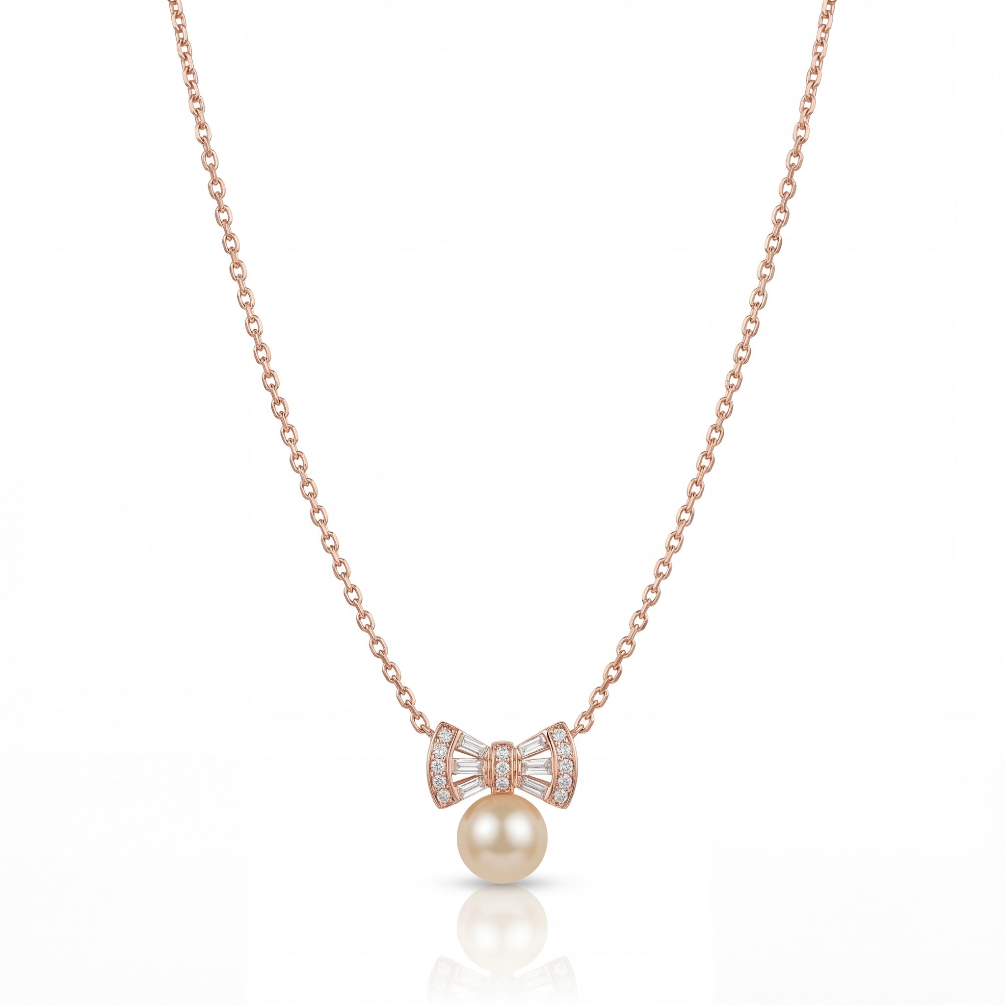 Golden Pearl Ribbon Necklace