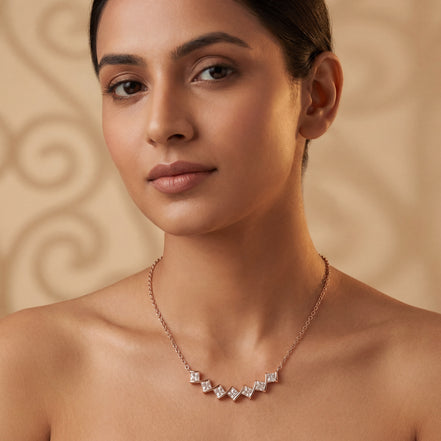 Zigzag Diamond Line Necklace