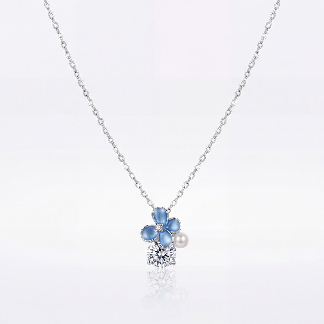 Blue Blossom Pearl Necklace