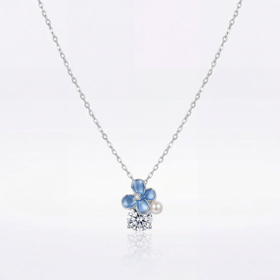 Blue Blossom Pearl Necklace