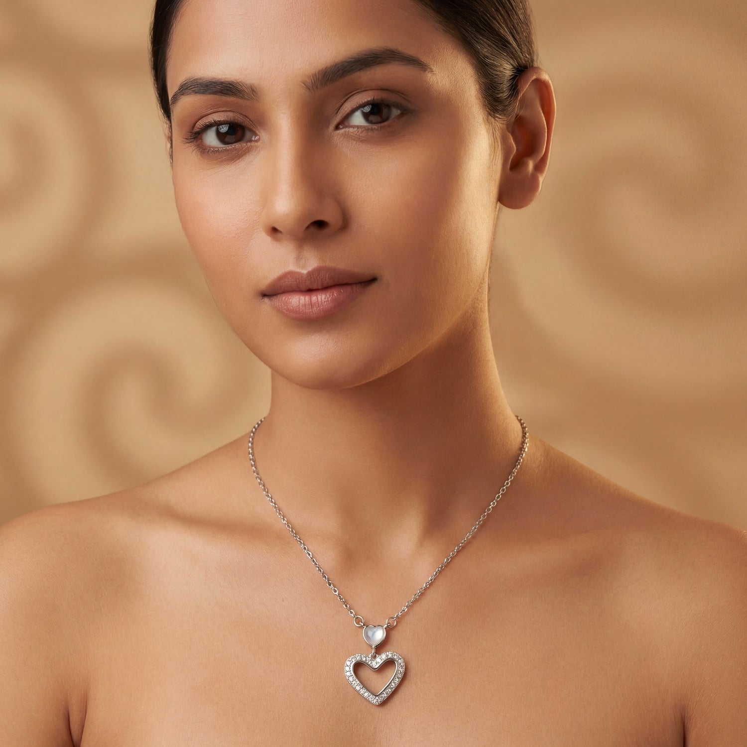 Double Heart Halo Necklace