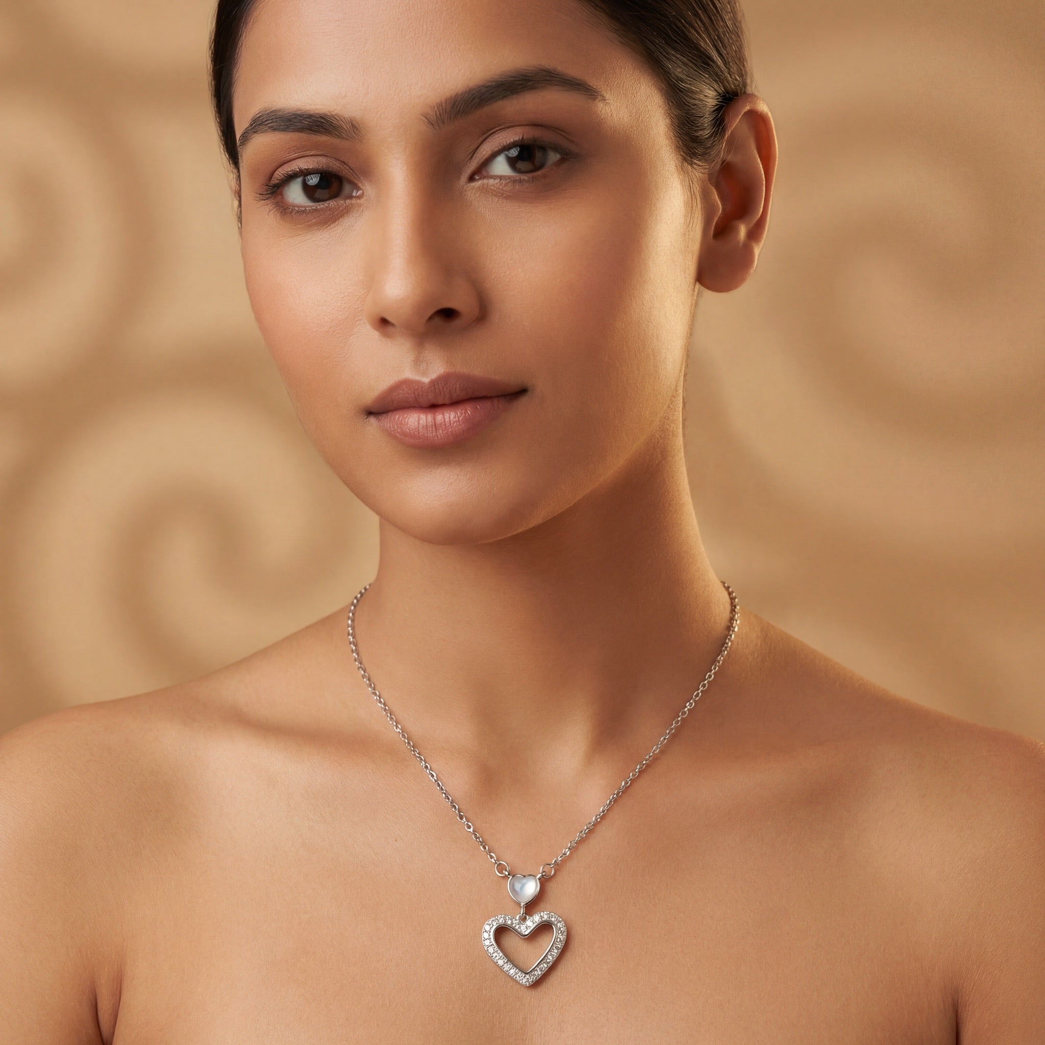 Double Heart Halo Necklace