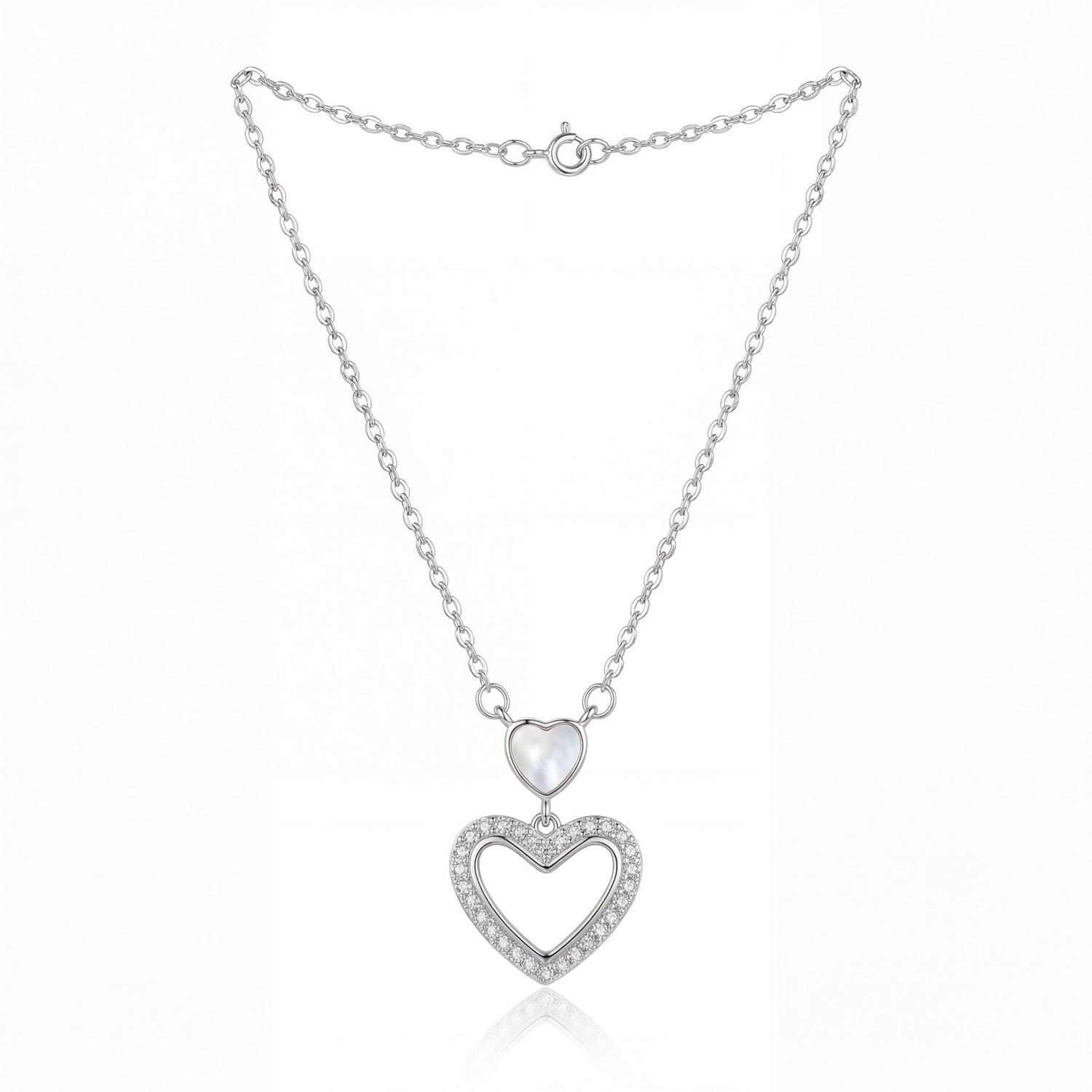 Double Heart Halo Necklace