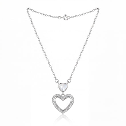 Double Heart Halo Necklace