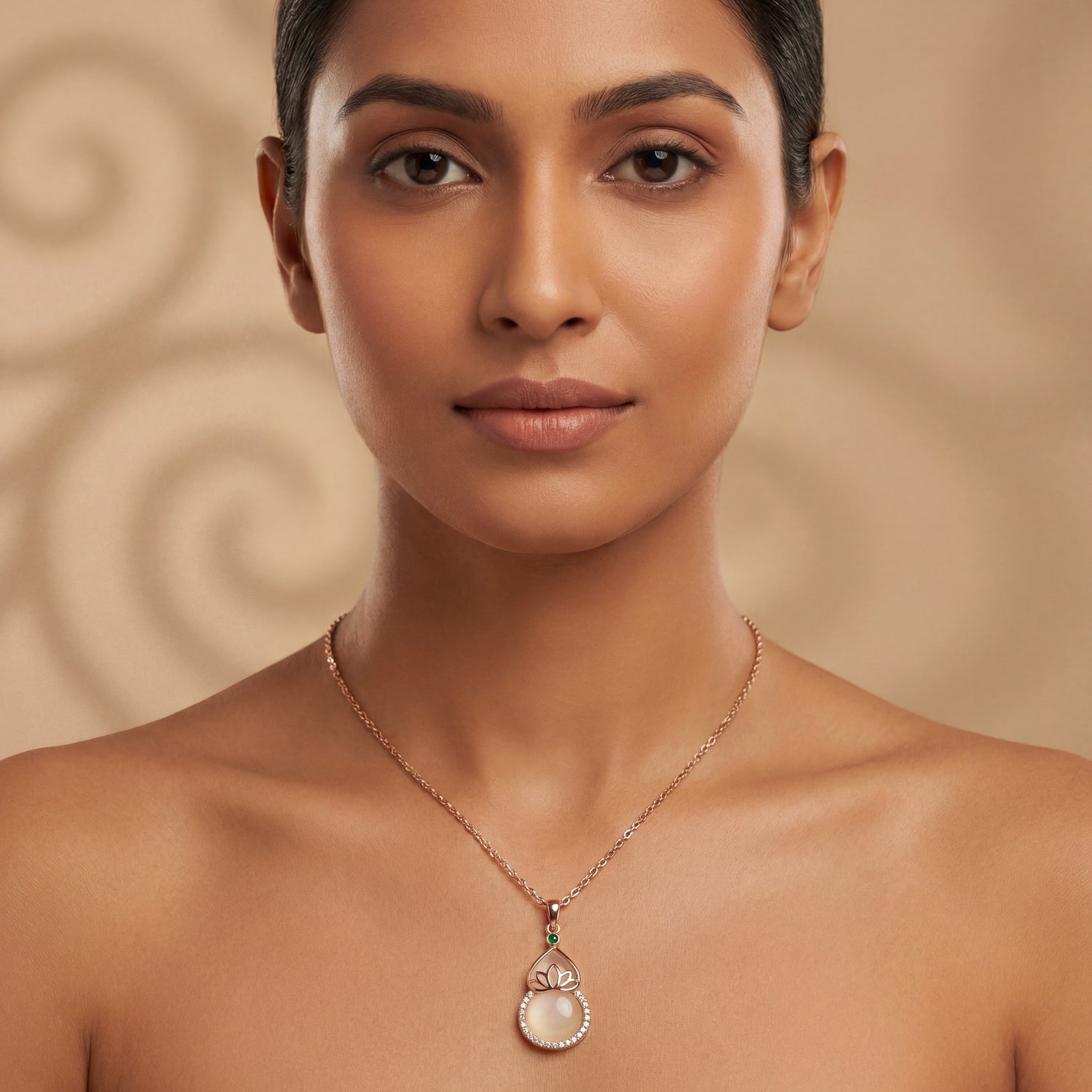 Lotus Pearl Halo Necklace