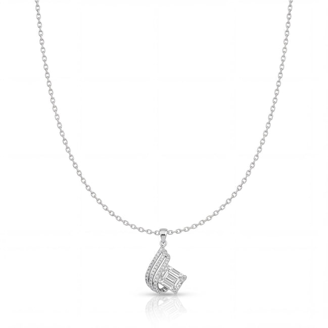 Emerald Cut Diamond Wave Necklace