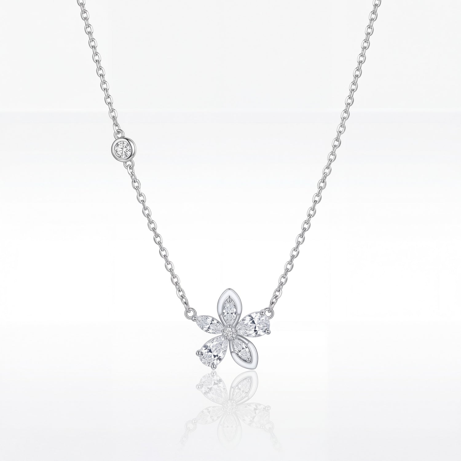 Diamond Blossom Station Necklace
