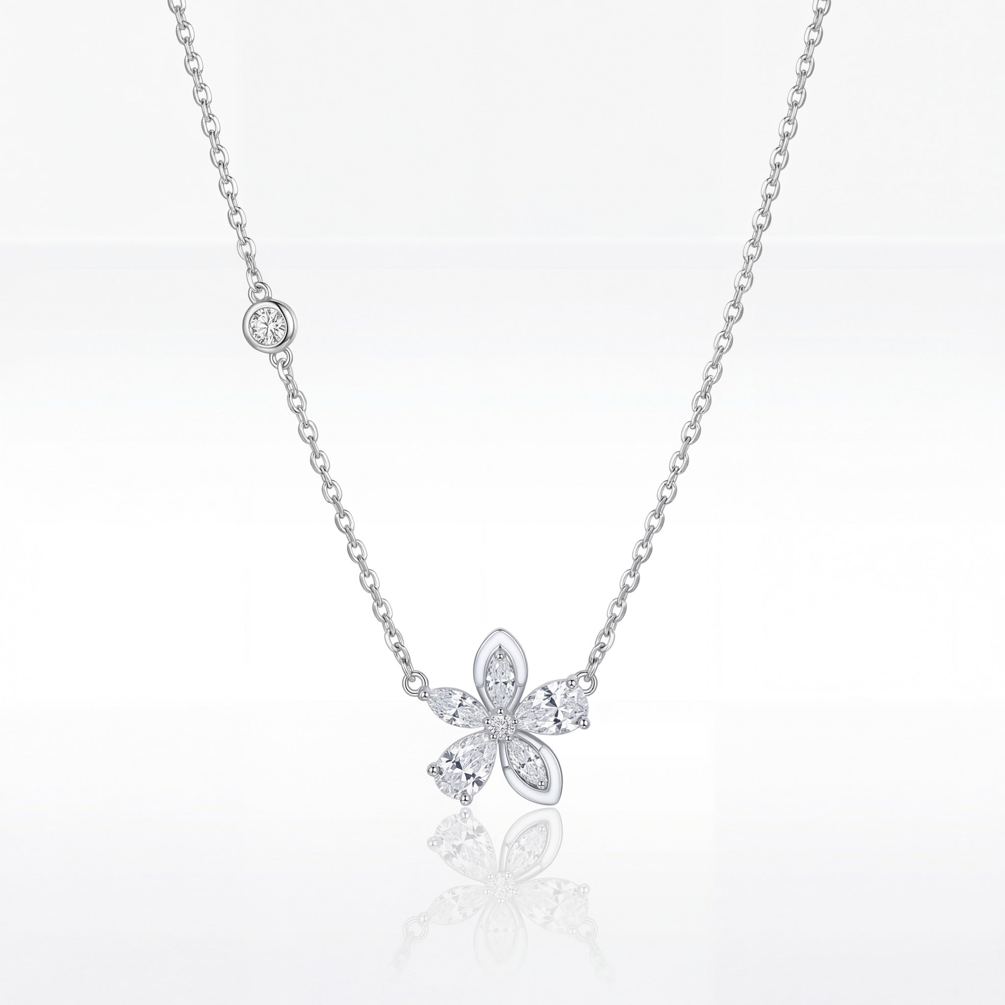 Diamond Blossom Station Necklace