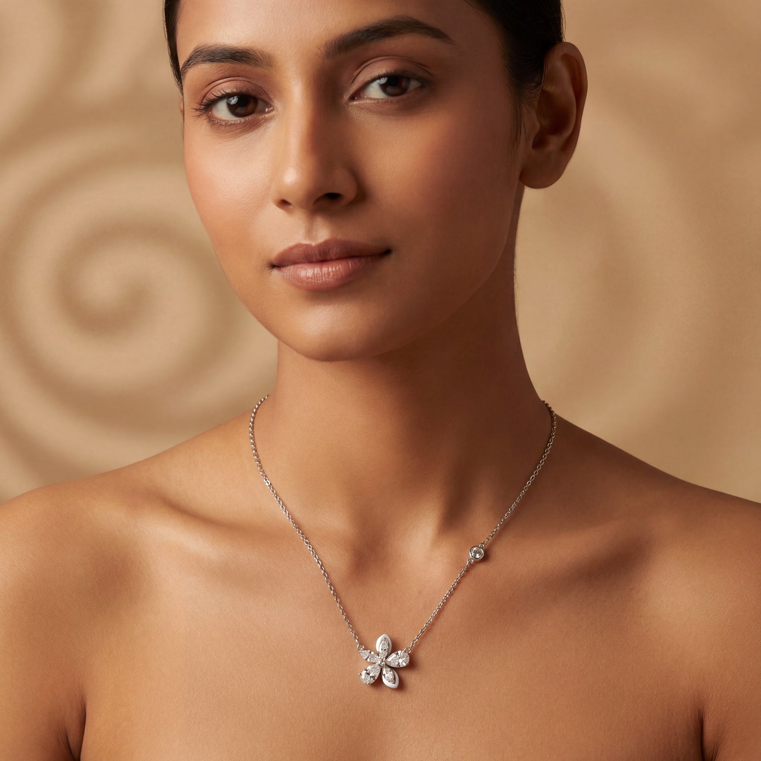 Diamond Blossom Station Necklace