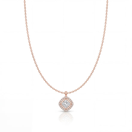 Cushion Halo Solitaire Necklace