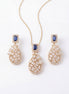 Sapphire Teardrop Filigree Pendant Set