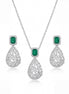 Emerald Teardrop Filigree Pendant Set