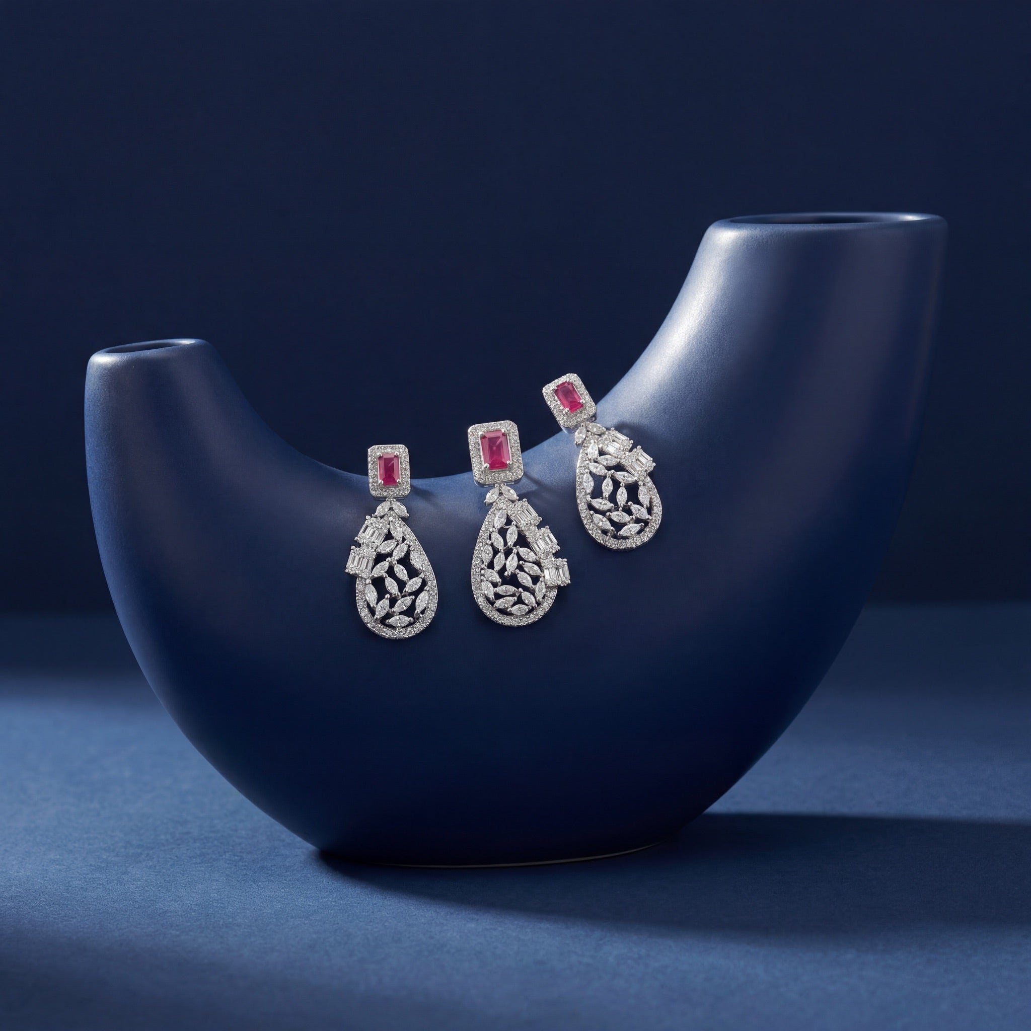 Ruby Teardrop Filigree Pendant Set