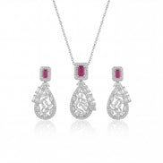 Ruby Teardrop Filigree Pendant Set