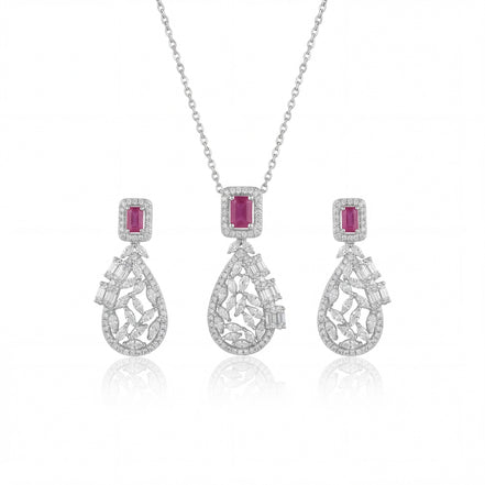 Ruby Teardrop Filigree Pendant Set