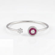 Ruby Halo Open Bracelet