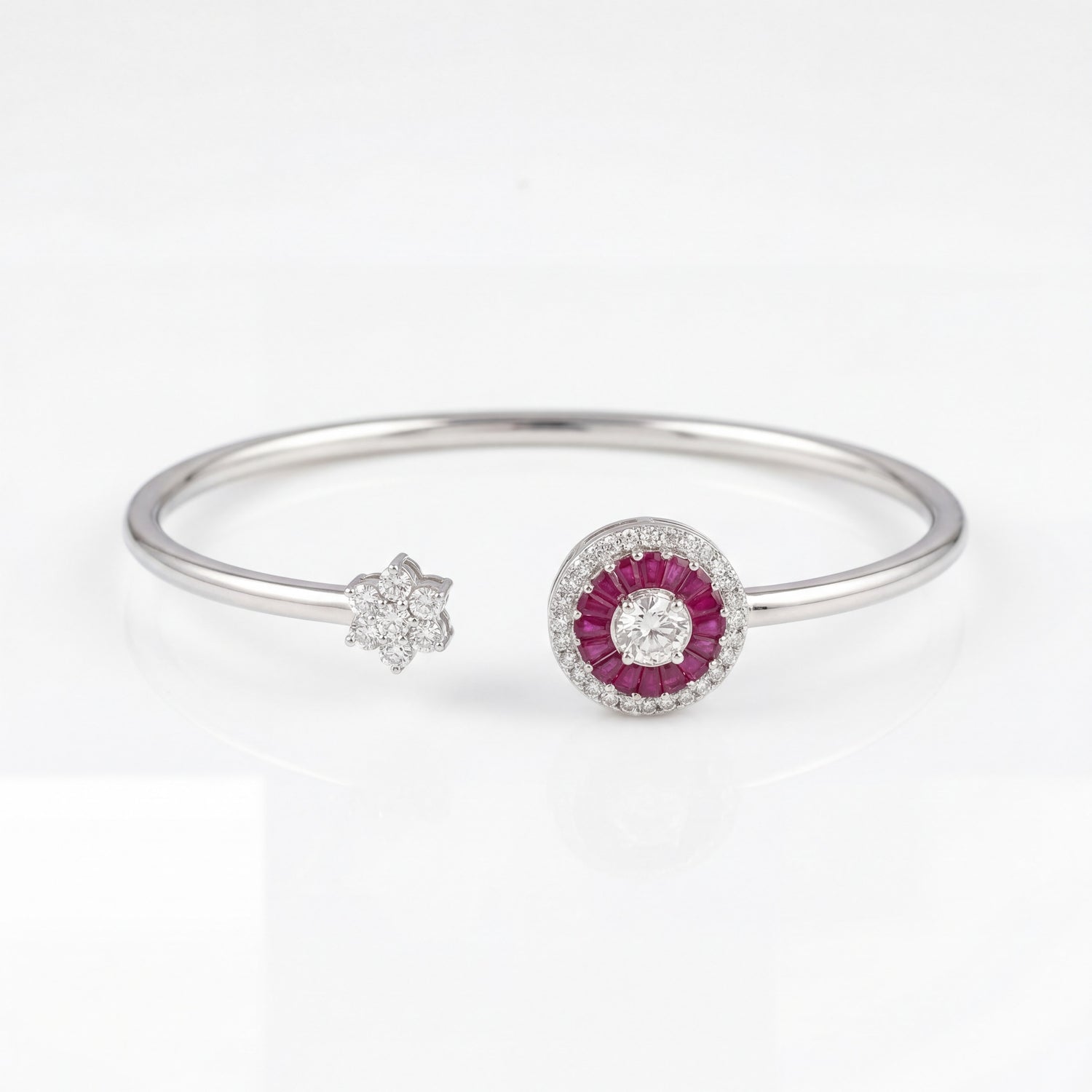 Ruby Halo Open Bracelet