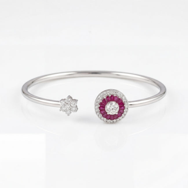Ruby Halo Open Bracelet