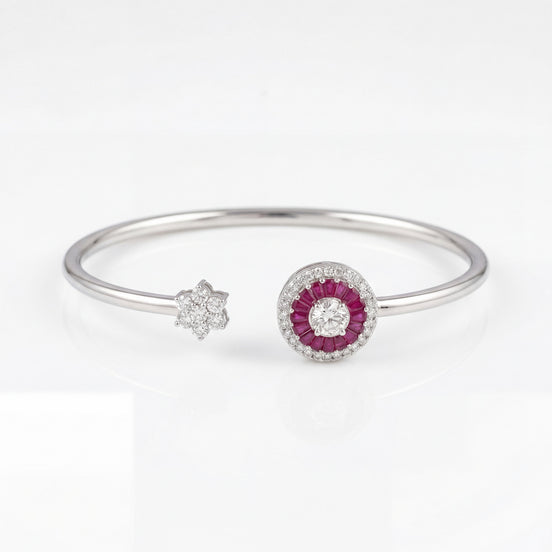 Ruby Halo Open Bracelet