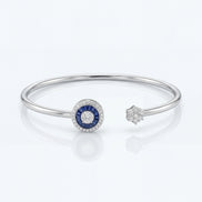 Sapphire Halo Open Bracelet