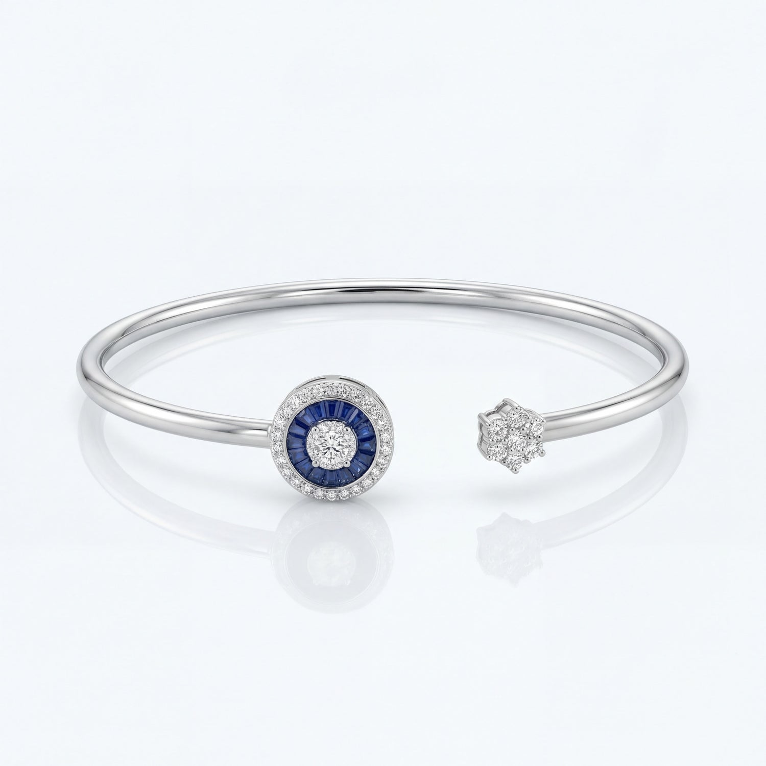 Sapphire Halo Open Bracelet