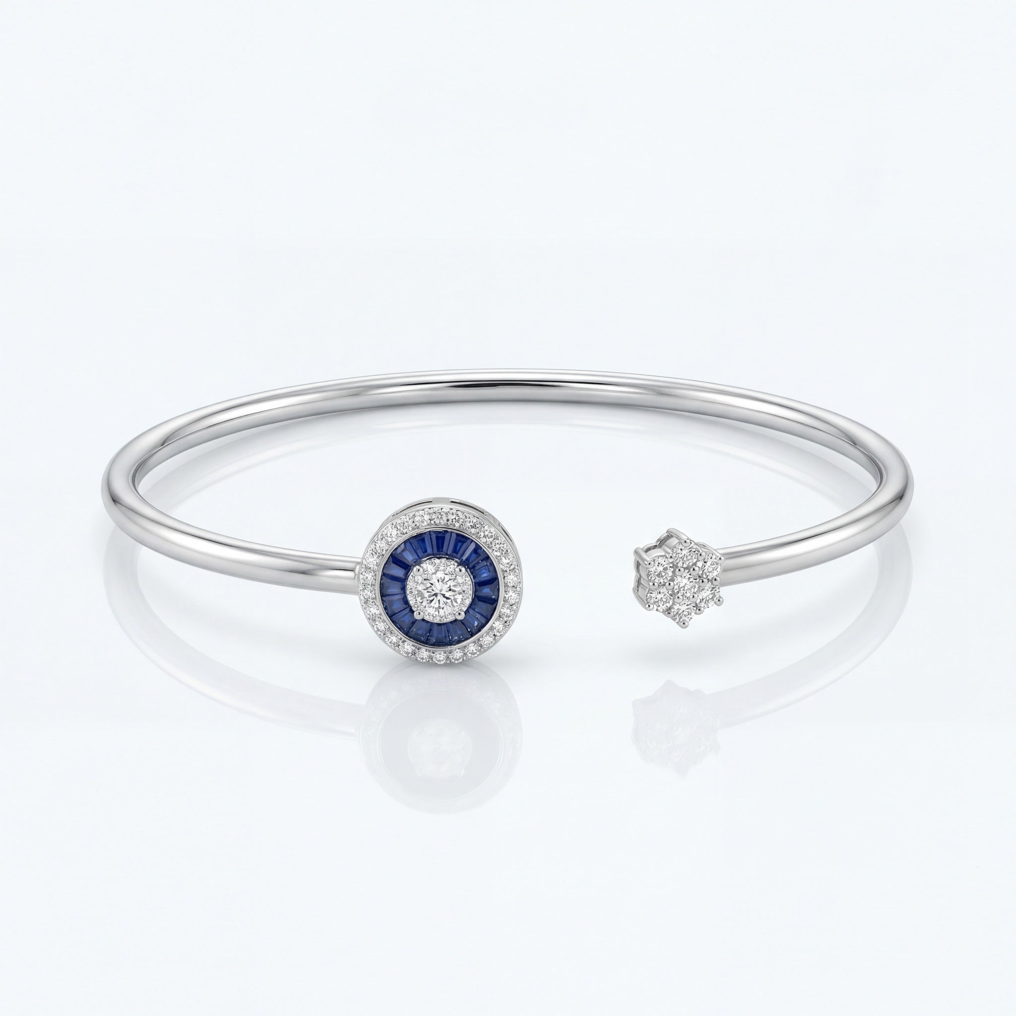 Sapphire Halo Open Bracelet