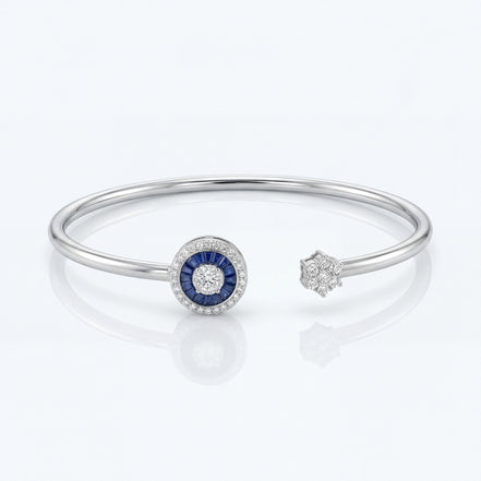 Sapphire Halo Open Bracelet