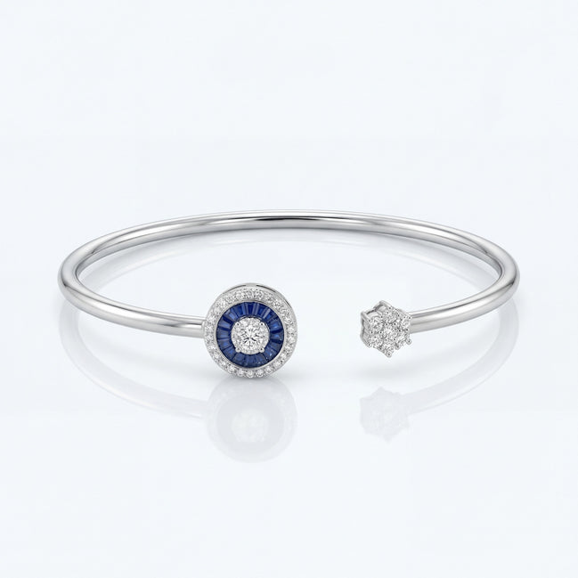 Sapphire Halo Open Bracelet