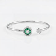Emerald Halo Open Bracelet