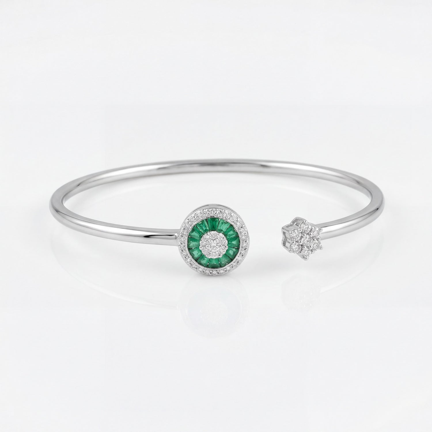 Emerald Halo Open Bracelet
