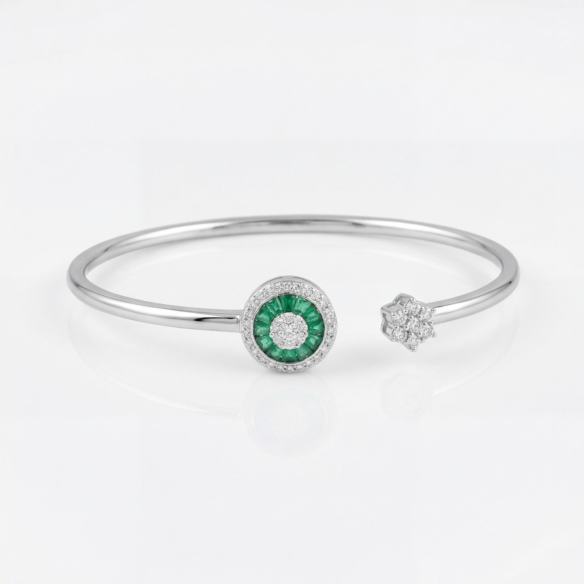 Emerald Halo Open Bracelet