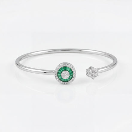 Emerald Halo Open Bracelet