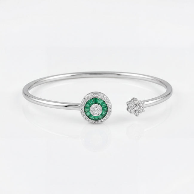 Emerald Halo Open Bracelet