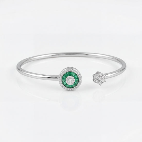 Emerald Halo Open Bracelet