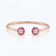 Ruby Blossom Open Bracelet