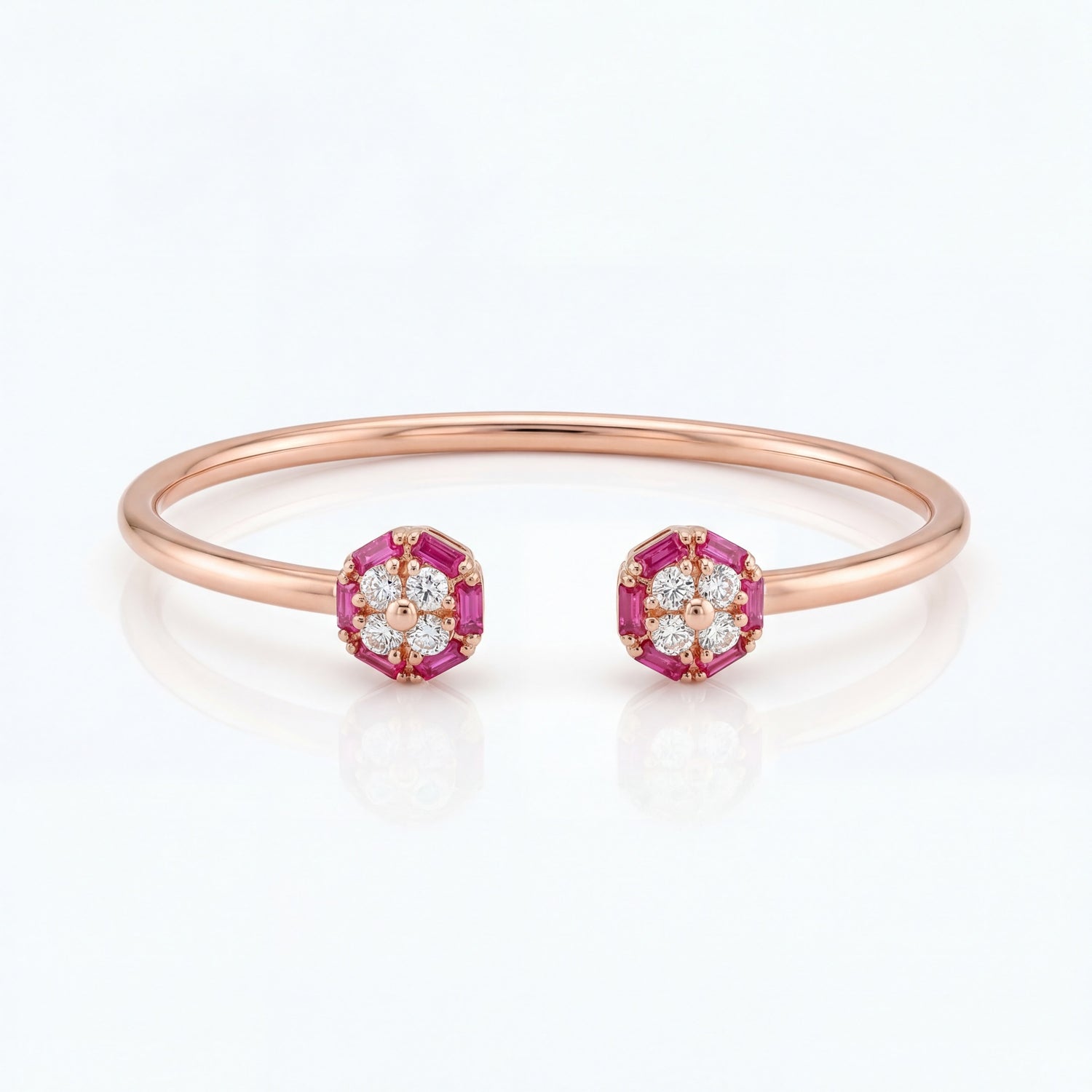 Ruby Blossom Open Bracelet