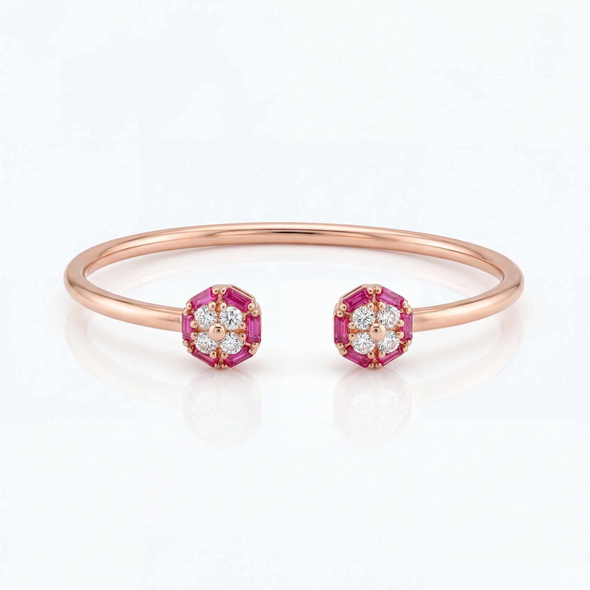 Ruby Blossom Open Bracelet