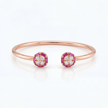 Ruby Blossom Open Bracelet