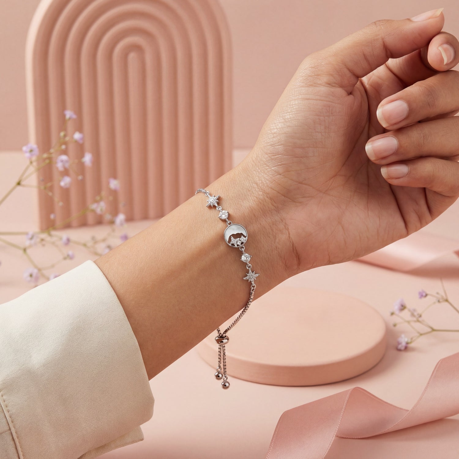 Celestial Moon & Star Slider Bracelet