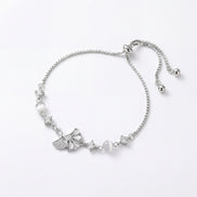 Butterfly Pearl Charm Slider Bracelet