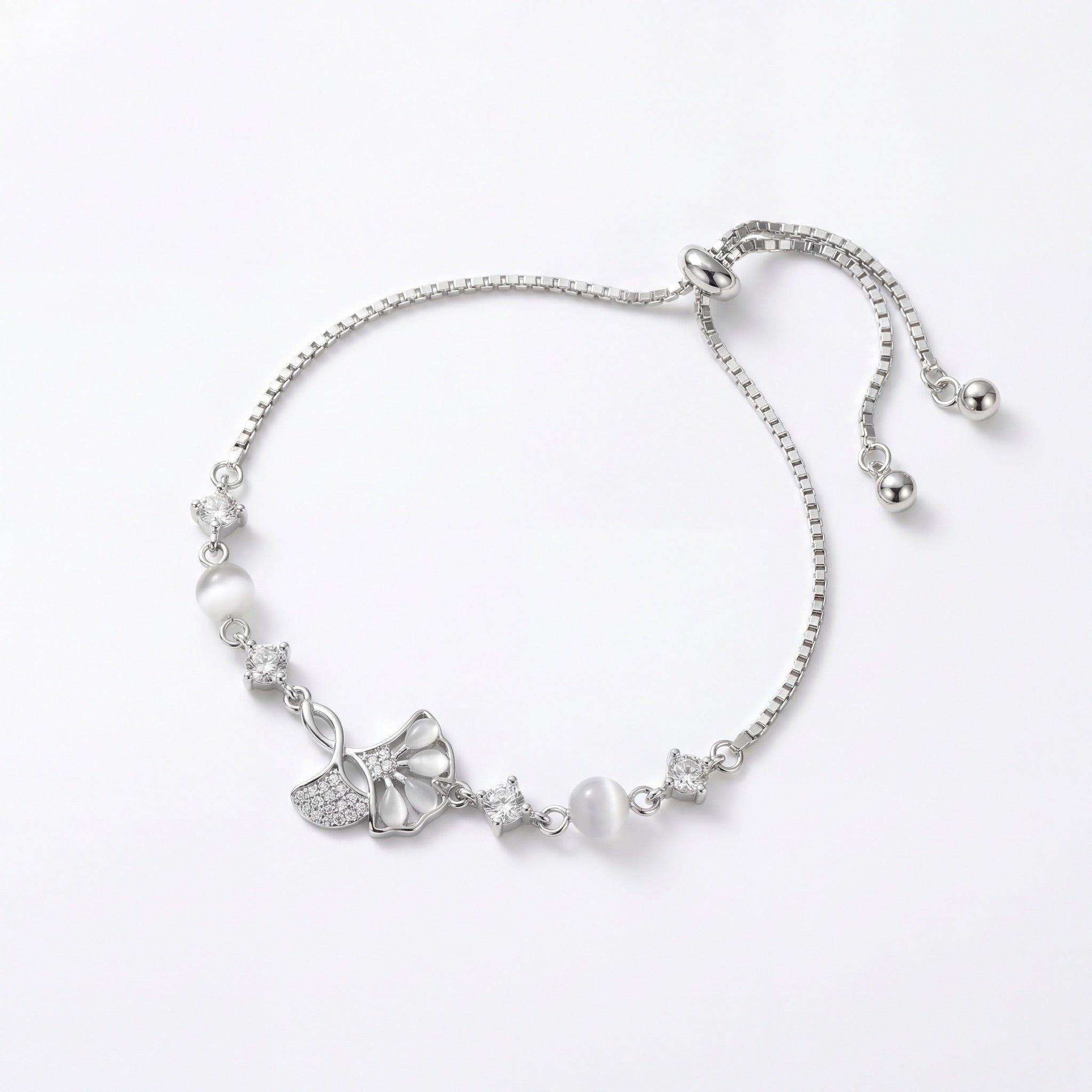 Butterfly Pearl Charm Slider Bracelet