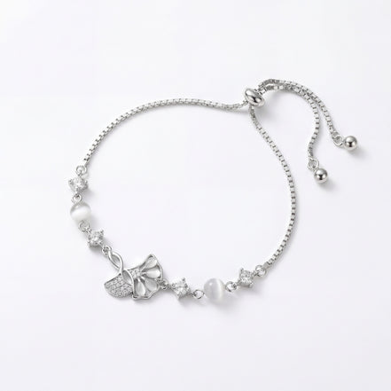 Butterfly Pearl Charm Slider Bracelet