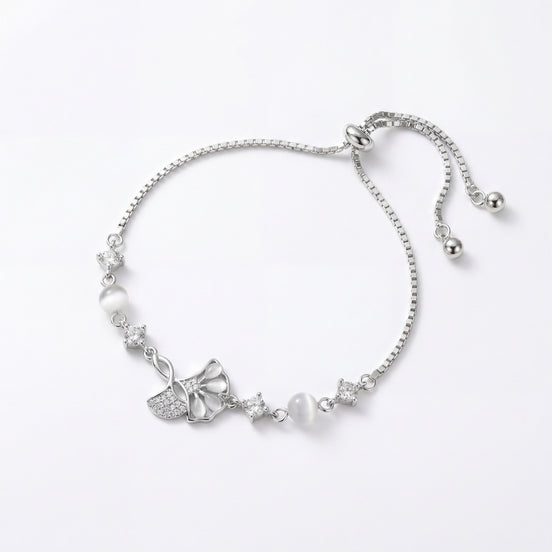 Butterfly Pearl Charm Slider Bracelet