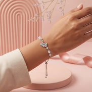 Butterfly Pearl Charm Slider Bracelet