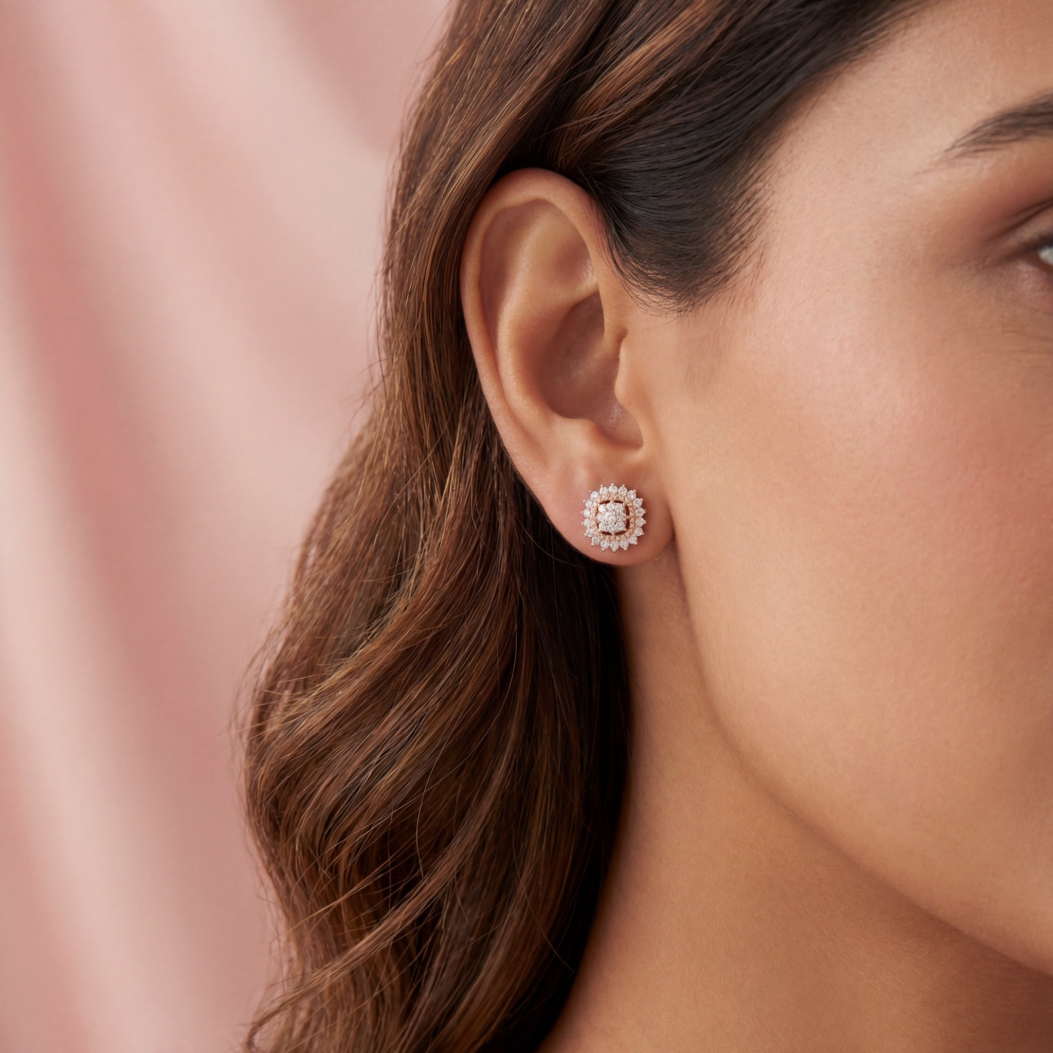 Rose Radiance Halo Studs