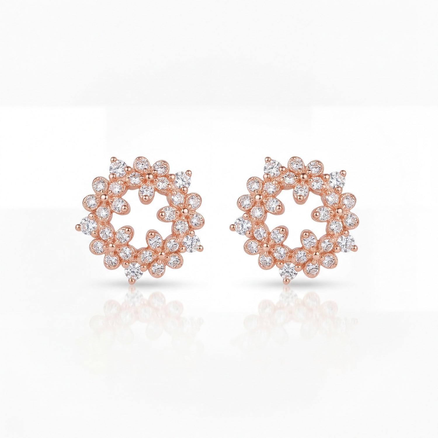 Rose Blossom Diamond Circle Studs
